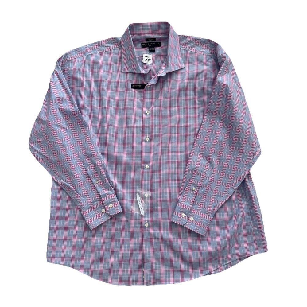 New Pronto Uomo Plaid Men’s Button Down Shirt 19/34-35 $90 NWT